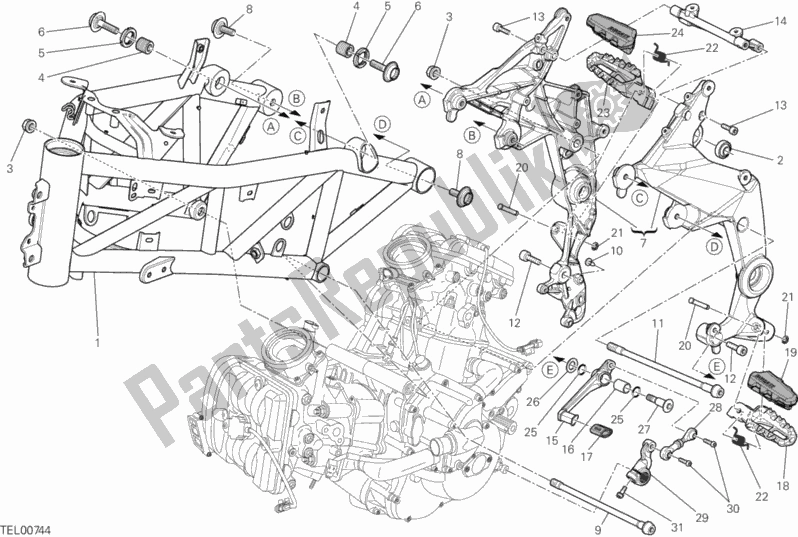 Todas as partes de Quadro, Armação do Ducati Multistrada 1200 ABS 2013